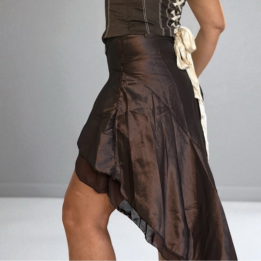 Chic Asymmetrical Brown Midi Skirt